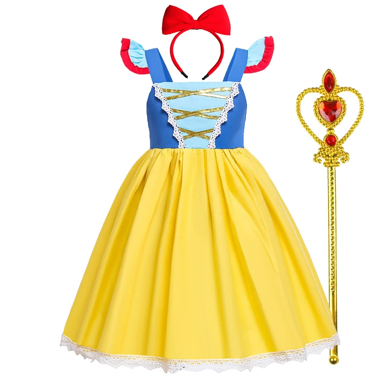 

Детские платья, белоснежная юбка принцессы с коротким рукавом, одежда для косплея на Хэллоуин для маленьких девочек, платье для дня рождени...