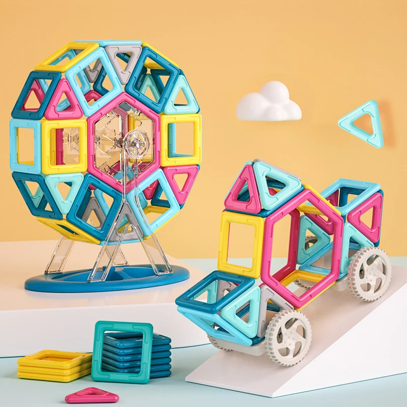 Магнитные блоки среднего размера цветные магнитные строительные развивающие