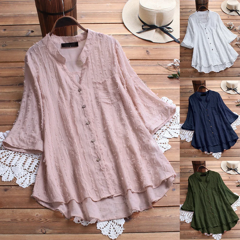 4Xl 5Xl Женская блузка хлопковые рубашки женские повседневные с коротким рукавом в