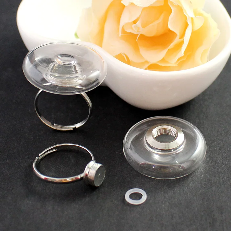 27MM Flat Bubble 10 комплектов 20MM винта стекла Глобус кольцо(регулируемая), стеклянный пузырь мяч с бисера крышка украшения подвеска комплект, без верхней петли - Цвет основного камня: 27MM Flat Bubble