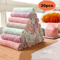 20pcs microfiber towel absorbent kitchen cleaning cloths nonstick oil dish towel rags napkins tableware household cleaning towel