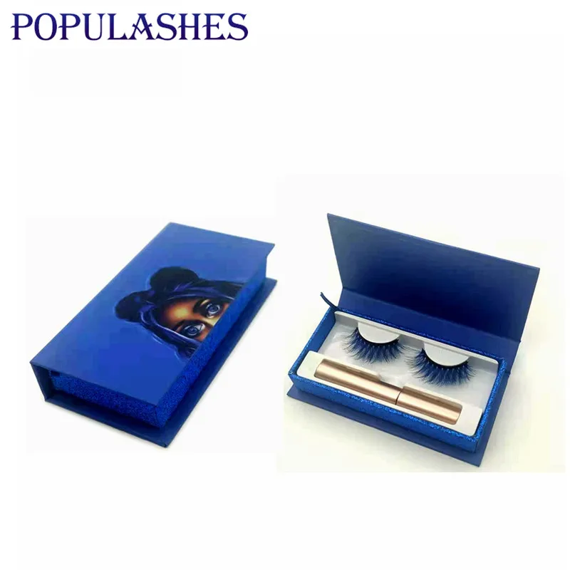 

New 10 Magnetic Eyelashes and Eyeliner Kit Magnet Blue Colored Mink Fake Eyelashes Packaging Lash Gift Box Cases Makeup