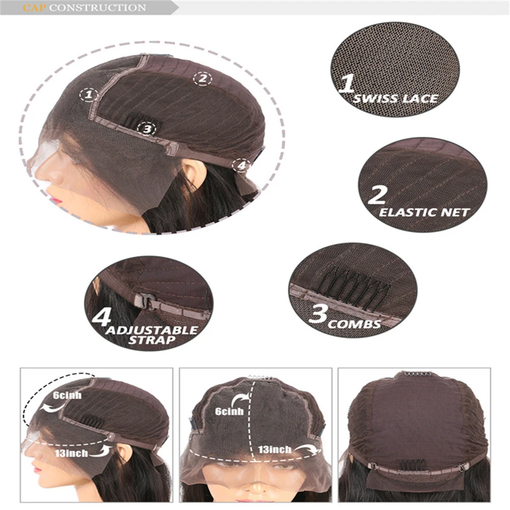 13x6 глубокий часть Синтетические волосы на кружеве парик человеческих волос