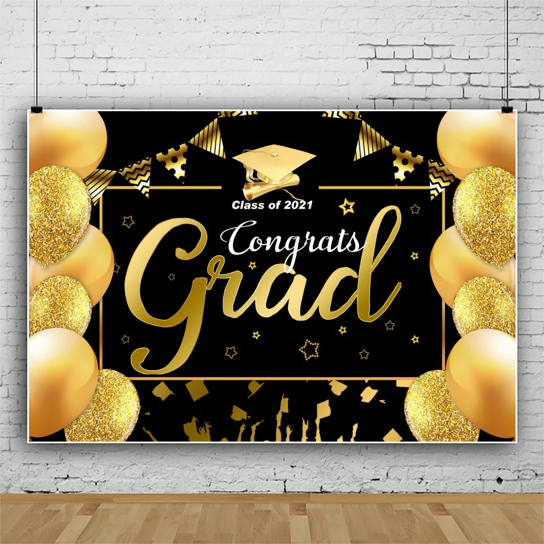 

Laeacco Congrats Grad Class Of 2021 Bachelor Cap Background For Photography Student Portrait Customized Banner Photo Backdrops