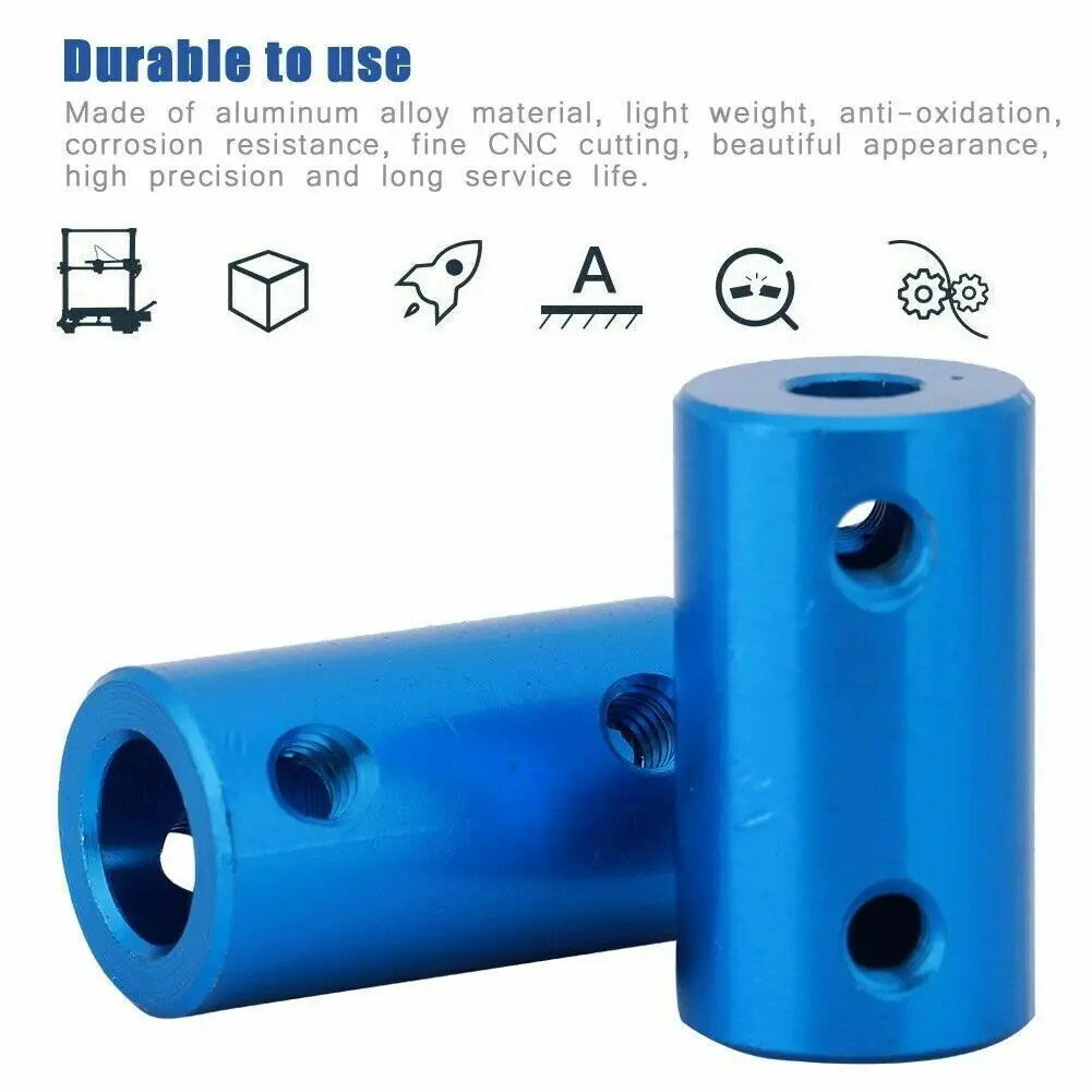 2x синий Жесткий Вал сцепление шагового двигателя соединитель муфты от 5 мм до 8 и