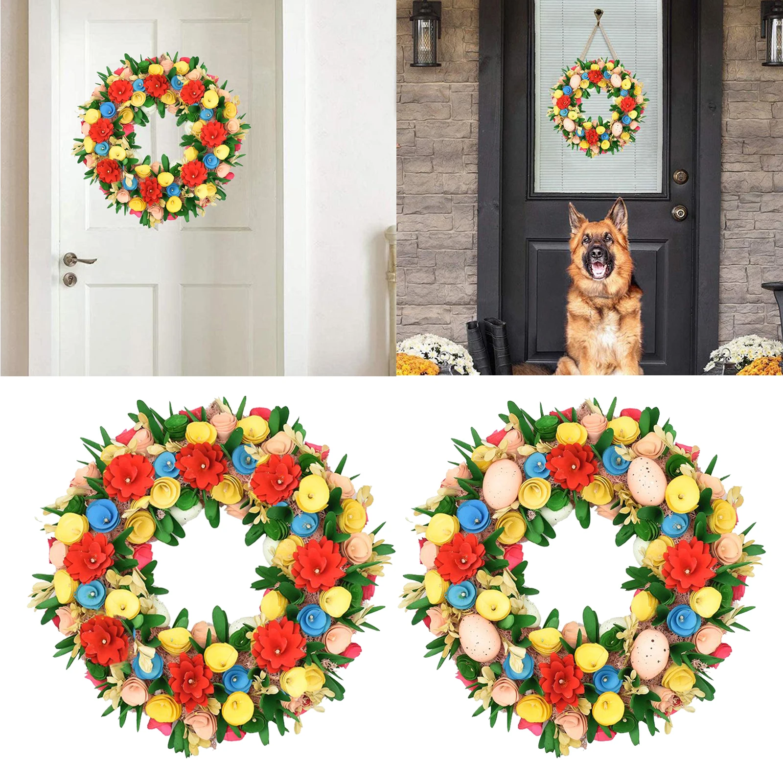 

14 Degree Door Wreath, Round Artificial Flower Front Door From Easter Garland to