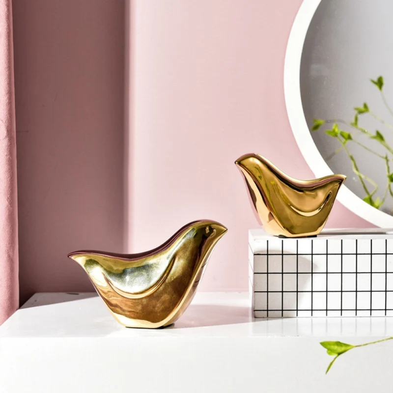 Новые креативные золотые керамические фигурки птиц украшение для стола