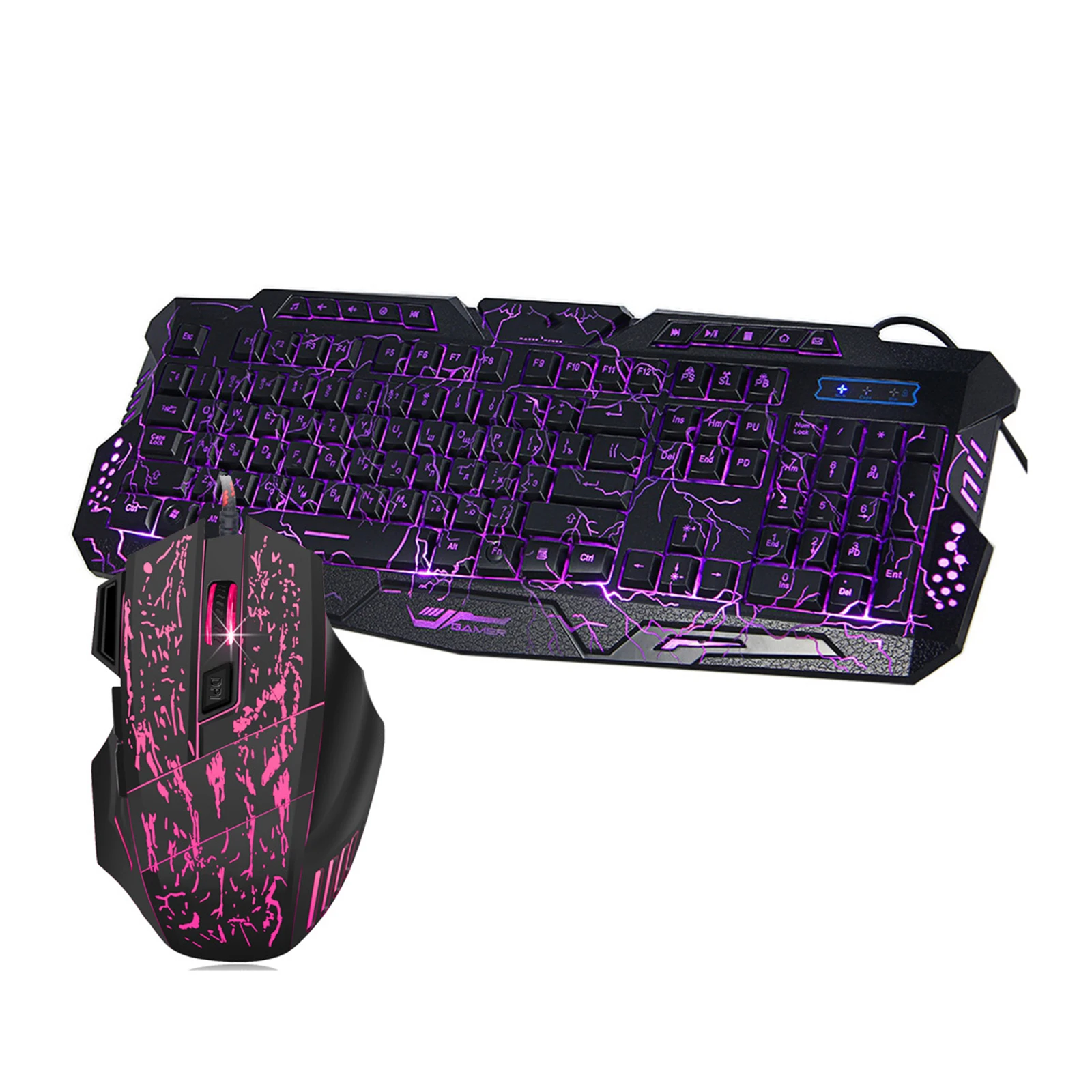 

USB Wired Keyboard Mouse Set Gaming Keyboard Mouse with Colorful Backlight