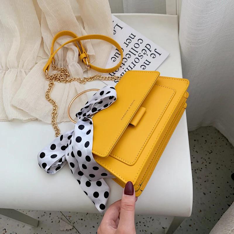 Yellow Женская элегантная лента с бантом Сумка летняя Новая высококачественная женская дизайнерская сумка из искусственной кожи с цепочкой - Цвет: Yellow