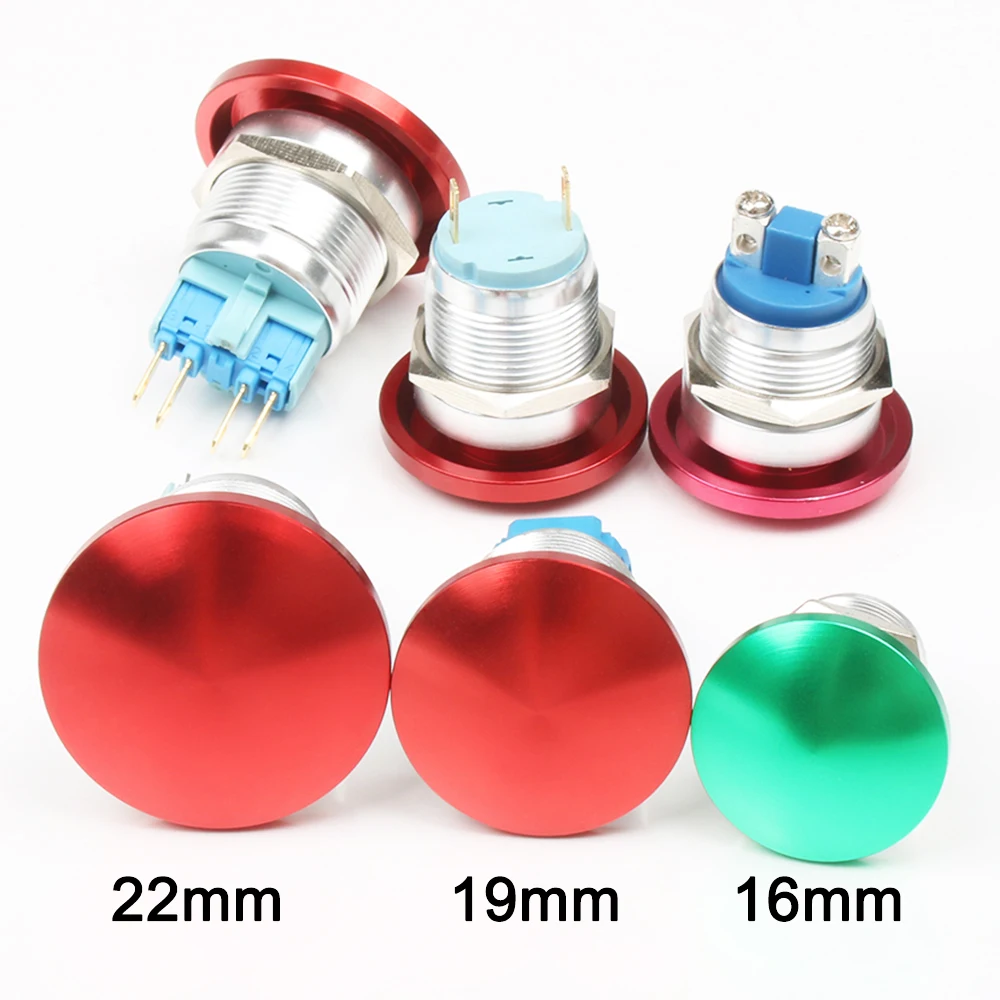 Металлический алюминиевый грибной переключатель 16 мм 19 22