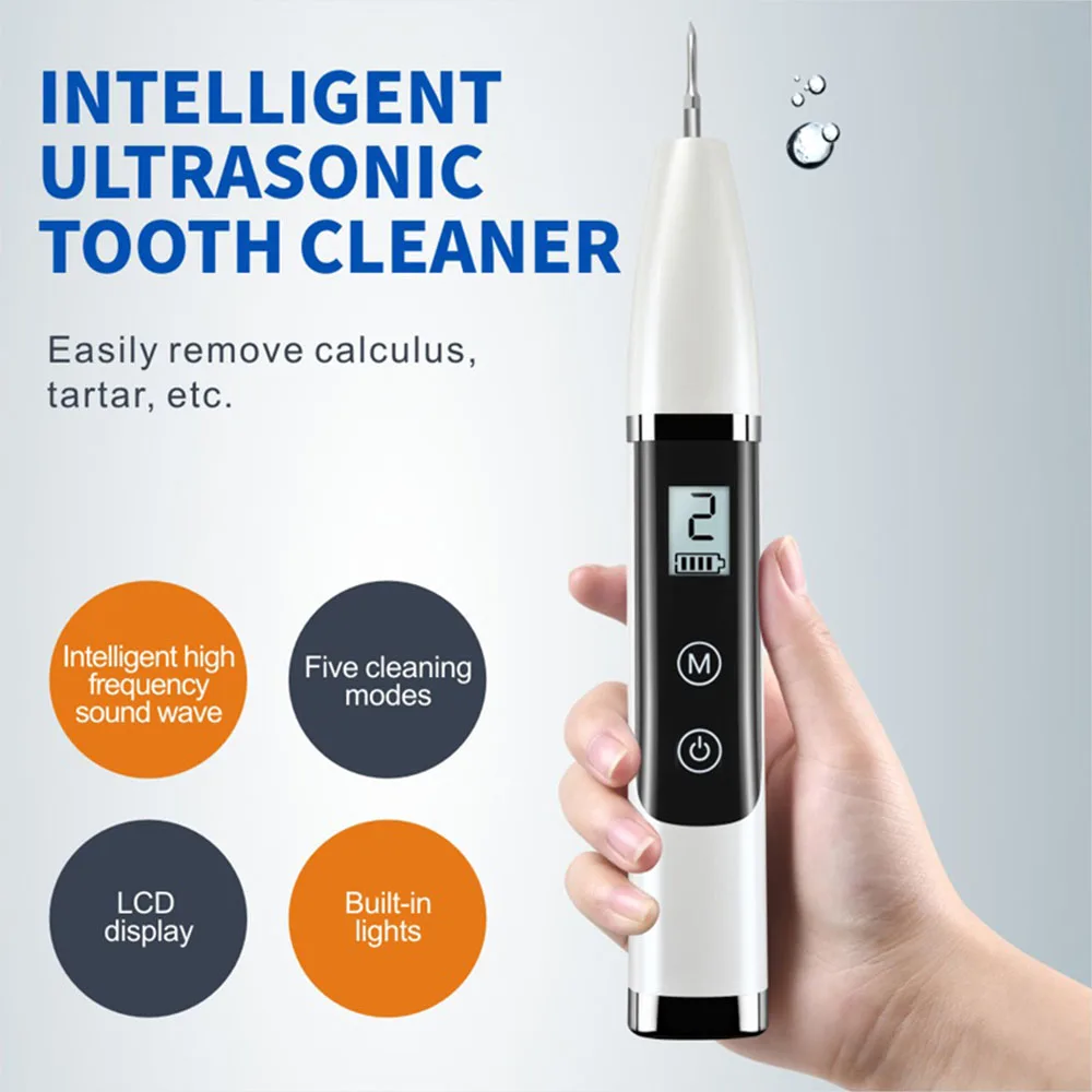 

Teeth Whitener Ultrasonic Tooth Cleaner Calculus Tartar Scraper With Head Light 2 Million Vibration Tartar Eliminator Waterproof