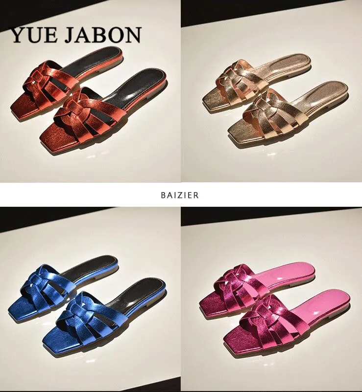 Женские шлепанцы на плоской подошве в итальянском стиле уличные пляжные с