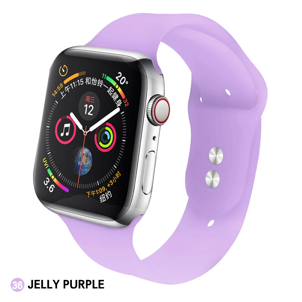 Мягкий силиконовый сменный спортивный ремешок для 38 мм Apple Watch Series1 2 3 4 5 42 мм ремешок для наручных браслетов для iWatch Sports Edition - Цвет ремешка: Jelly purple