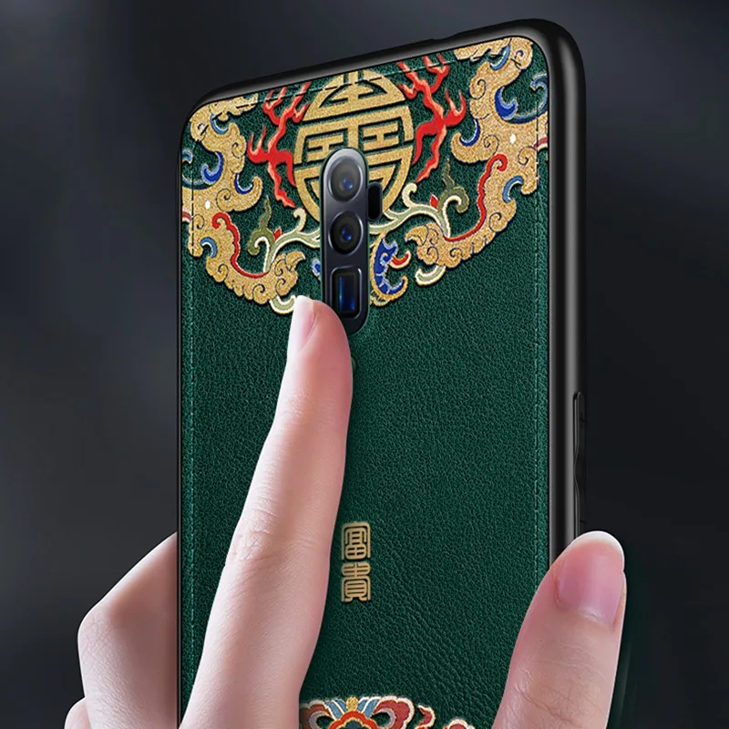 Emboss Leather Phone Case For OPPO Reno 2 Z 3 Pro ACE A5 A9 2020 Coque Luxury Matte Back Cover Realme X2 | Мобильные телефоны и