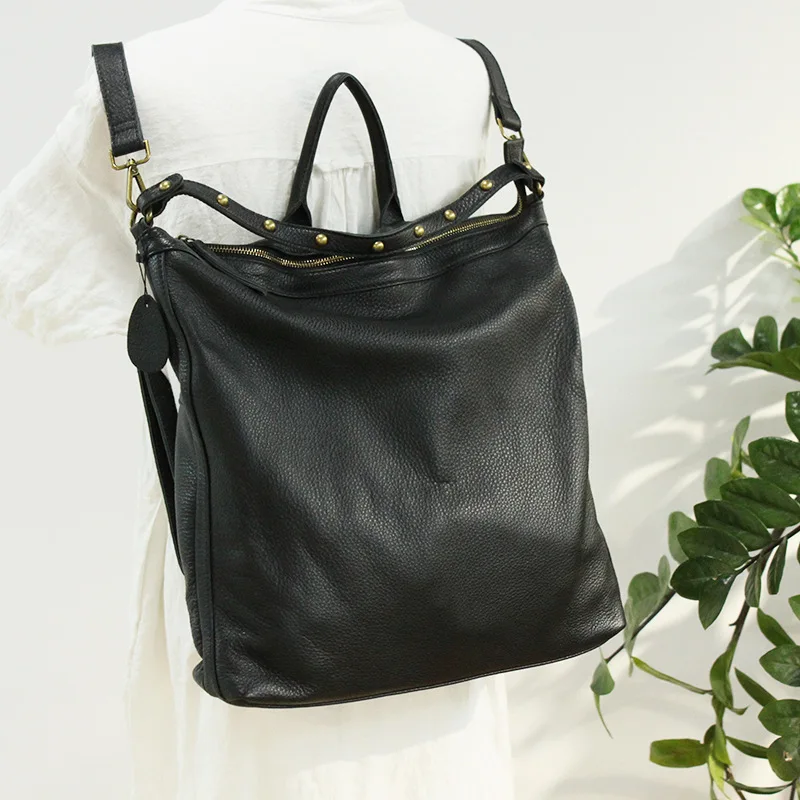 

Женский рюкзак 3 в 1 из натуральной кожи, модный многофункциональный дорожный вместительный ранец через плечо, сумка через плечо, 2020