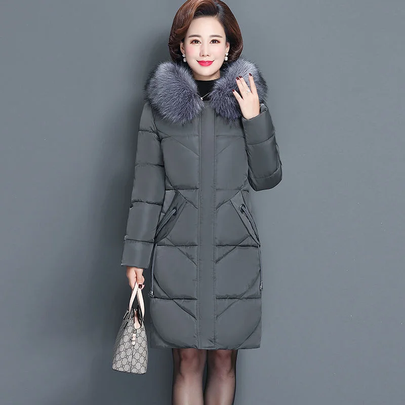 

Femme Winter Jacket Women Hooded Fur Collar Parka Long Womens Down Cotton Coat Female Casual Thicken Warm Outerwear New Clothes