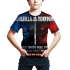 Дышащая и впитывающая Пот футболка Godzilla с коротким рукавом универсальные топы для мальчиков и девочек мультяшная аниме детская одежда Новинка 2021