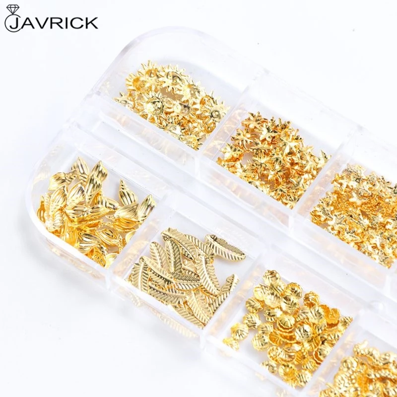 12 сеток/коробка смешанные блестящие металлические украшения для дизайна ногтей