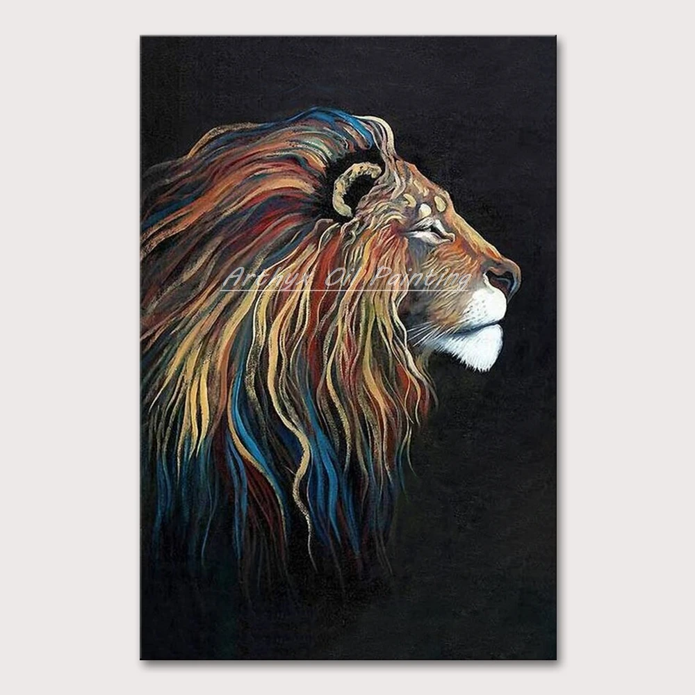 Картины Arthyx ручная роспись животное лев картина маслом на холсте Современная