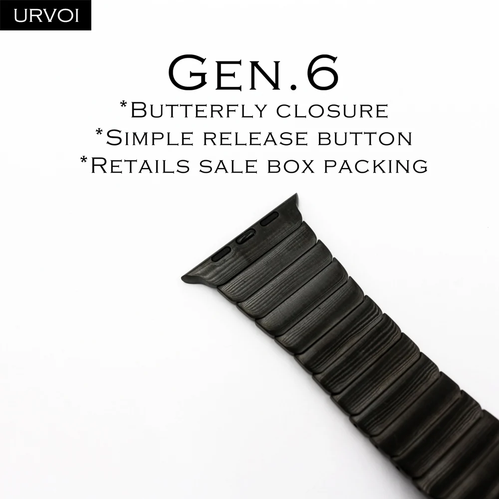 Black Gen.6th URVOI ремешок для apple watch 4 5 3 2 1 соединяющий ремешок браслета для iWatch 42 44 мм высокого качества из нержавеющей стали регулируемый ремешок Gen.6th - Цвет ремешка: Black Gen.6th