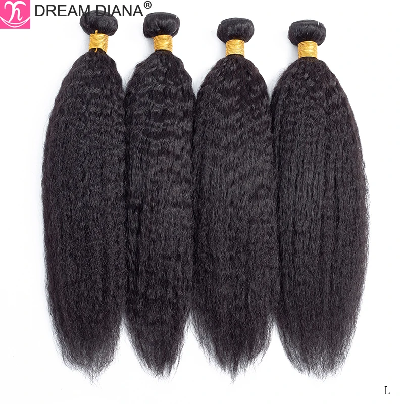 dreamdiana brasileiro kinky cabelo reto 3 pacotes remy cabelo afro 8 30 cor natural