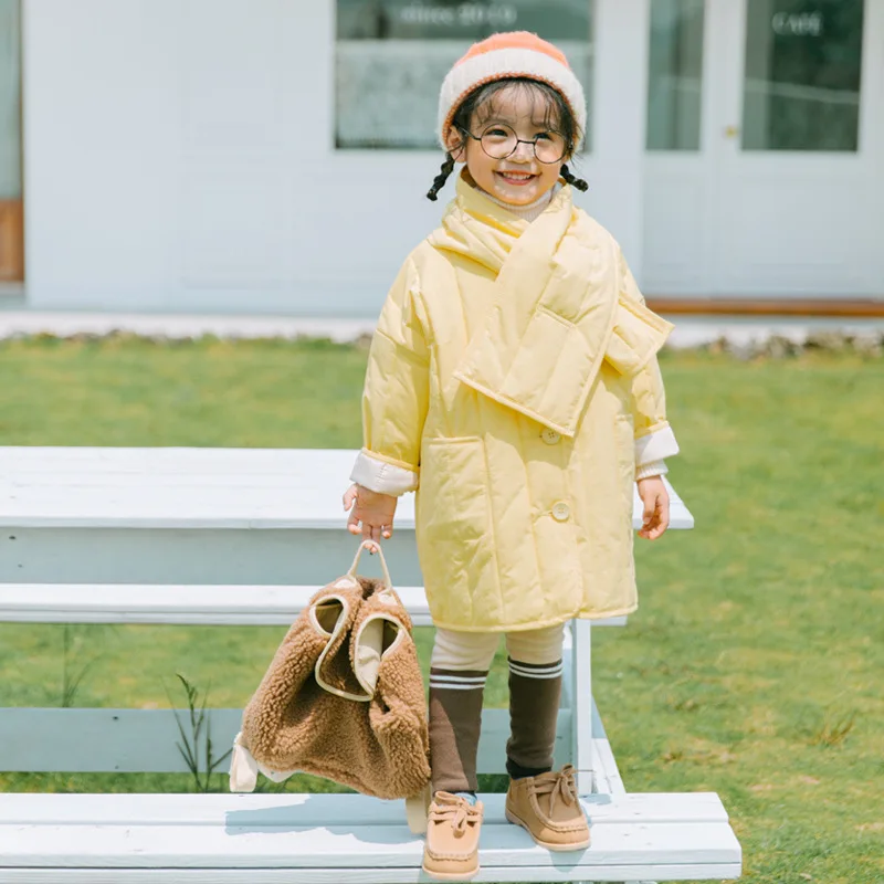 Сезон осень зима модные однотонные стеганые пальто для мальчиков и девочек с