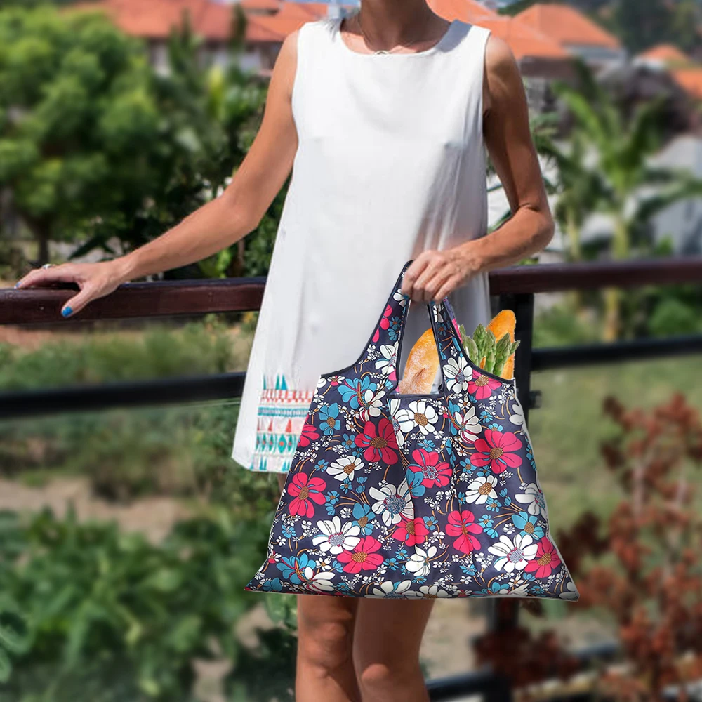 

Reusable Eco-Friendly Grocery Foldable Shopping Bags Women Large Size Premium Quality Slight Duty Folding Tote Bag With Handle