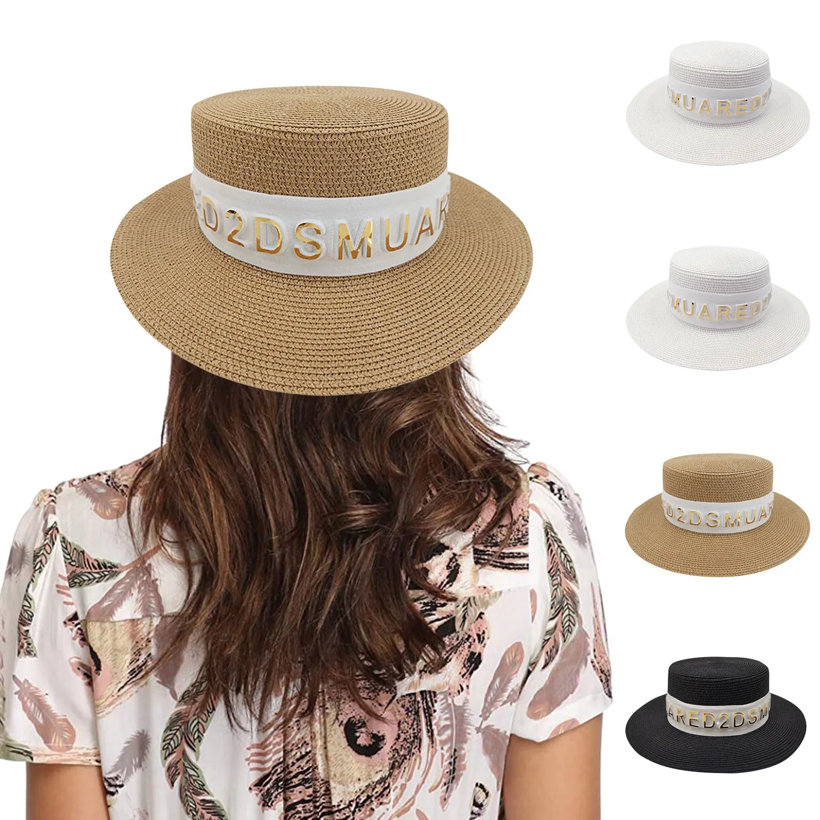 

Women's summer hat Women’s Straw Hat Fedora Summer Beach Sun Hat UV Protection Hat Bucket hat summer straw Bucket hat#g
