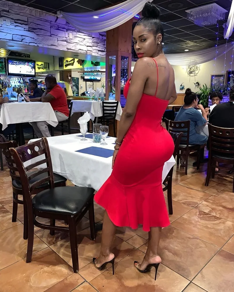 

2021 Summer New Elegant Sling Dress Women Sexy Sleeves Kee-Length Bodycon Mermaid Dresses for Women Party Club Plus Size