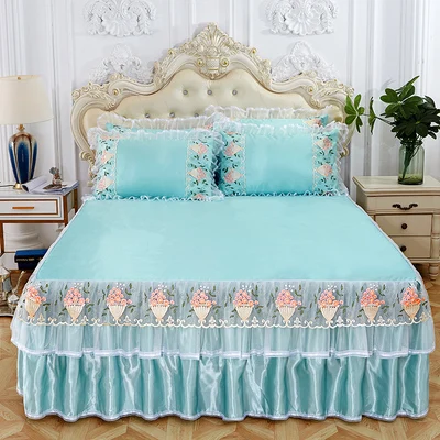 colour 3 Dreampatar, европейский стиль сплошного цвета принцесса, имитация шелка льда, удобная кровать, одно двойное нескользящее покрывало BY186A - Цвет: colour 3