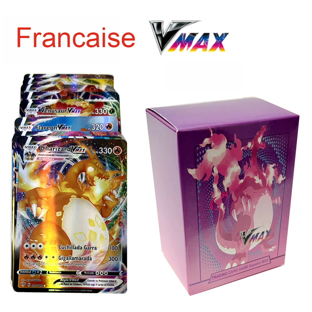 

100Pcs Cards in French TAG TEAM GX VMAX V Trainer Energy Shining Collection Carte Pokemon Francaise Game Castellano Children Toy