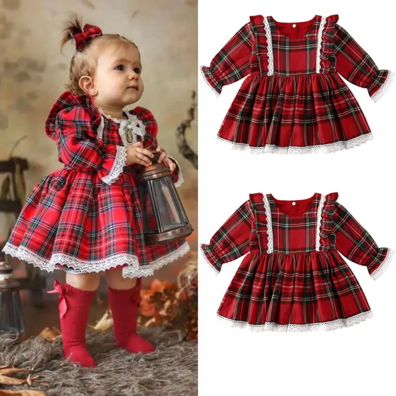 

2021 Christmas Autumn Winter UK Toddler Kid Baby Girls Fashion Christmas Dress Xmas Pageant Party Princess Tutu Dress