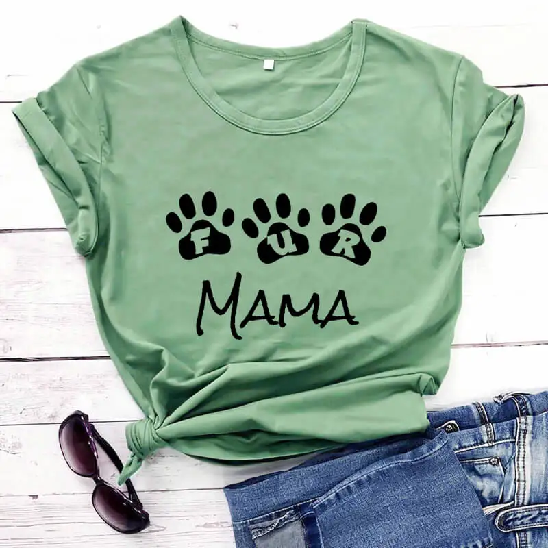 Забавная футболка с принтом в виде милой лапы Fur Mama рубашки для любителей