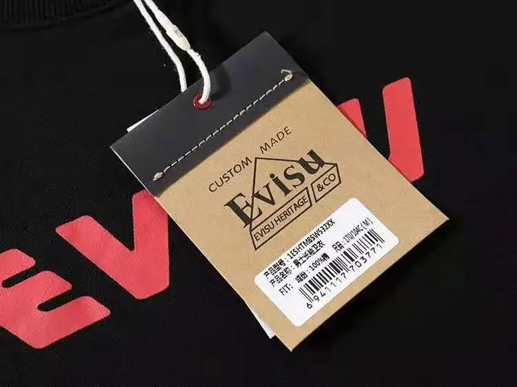 Аутентичный осенне-зимний мужской Повседневный свитер Evisu теплый дышащий Модный хлопковый черный с длинными рукавами для мужчин и женщин одежда для влюбленных