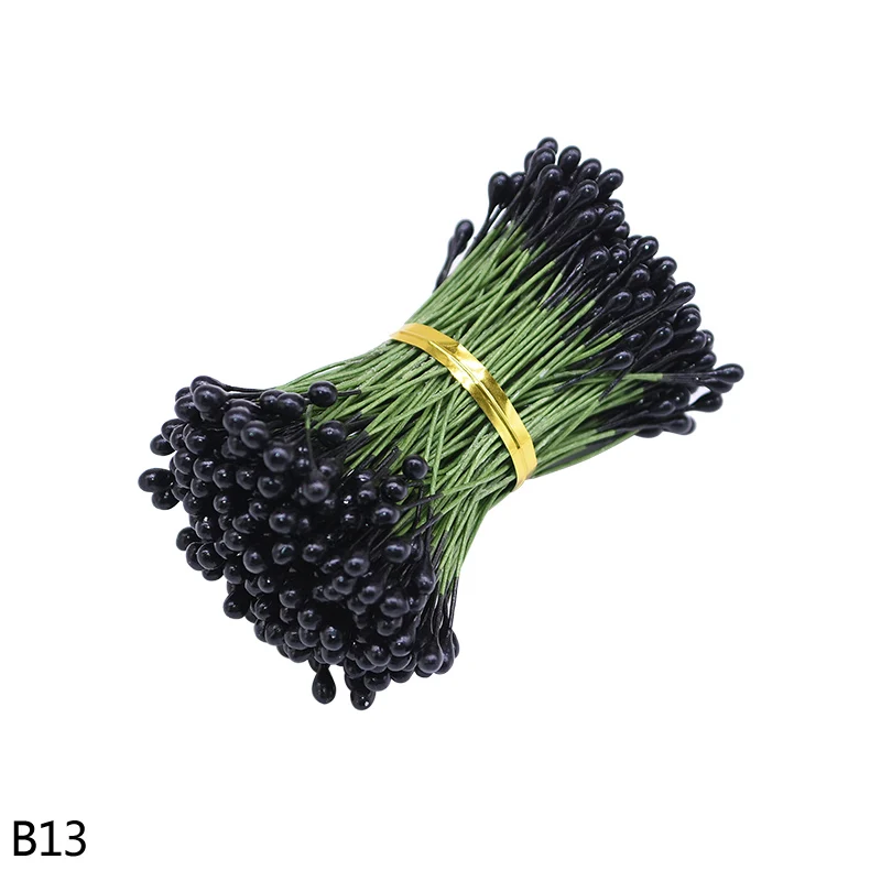 B13 black 130/260 шт, толщина 3 мм, маленький искусственный цветок Искусственные тычинки цветочный Рисунок с изображением рождественского цветка, тычинки Свадебные украшения для самодельного изготовления - Цвет: B13 black