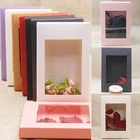 Винтажная бумажная коробка сделай сам с прозрачным окном, белаячернаякрафт-бумага, Подарочная коробка, упаковка для торта, для свадьбы, домашвечерние, упаковочная коробка