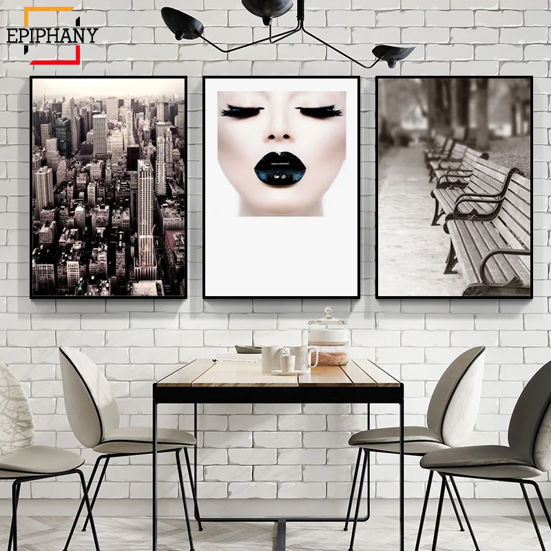 Модный постер для девочек Черное и белое платье с ресницами холст настенный