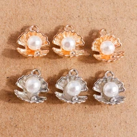 10pcs 1315mm gold silver color alloy shell charms for jewelry making diy pearl drop earrings pendants necklaces accessories