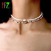 f j4z statement choker bohemian beaded chain necklace for women seashell collar necklaces lady summer beach jewelry