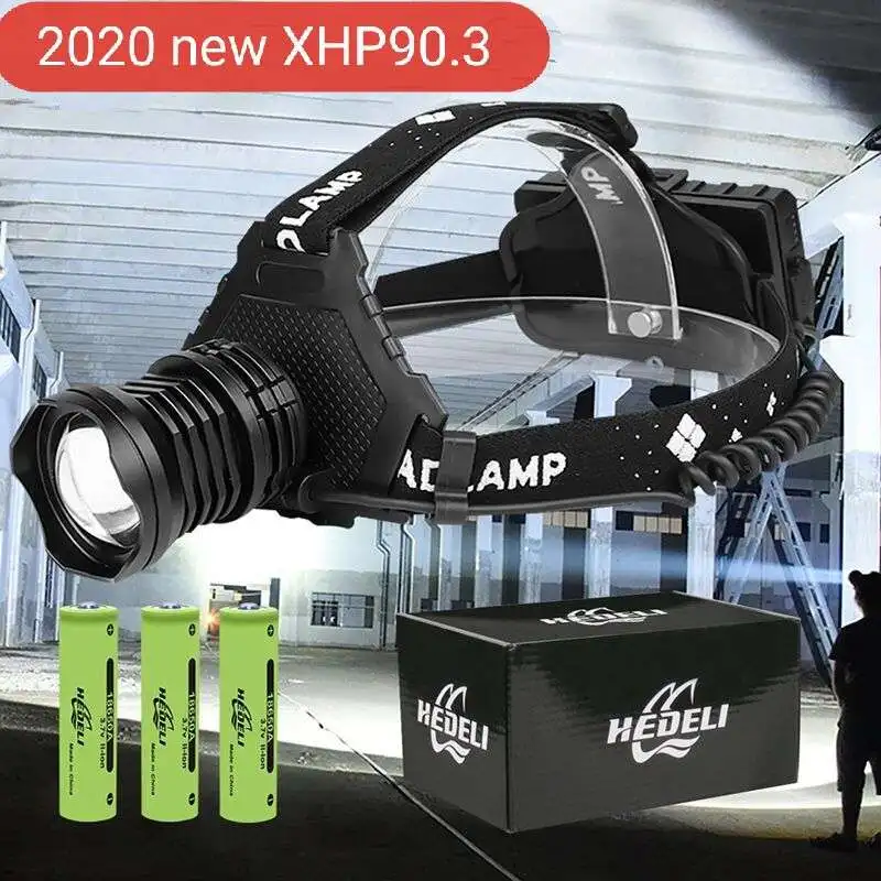 Самый мощный светодиодный налобный фонарь XHP90.3 400лм с зарядкой от USB