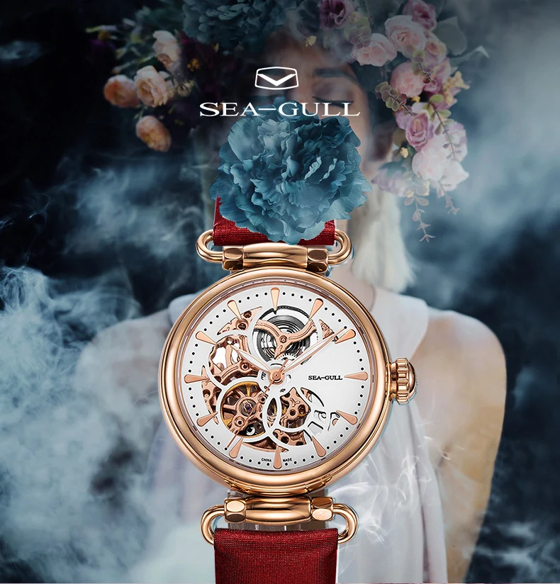 Seagull, женские автоматические механические часы, модные женские часы, тонкий светильник, женские механические часы Time goddess D513.634L