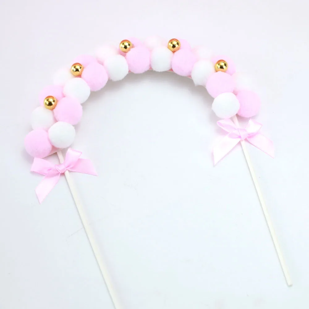 Розовый сине-белые мягкий помпон облако Форма торт Топпер Baby Shower украшения торта