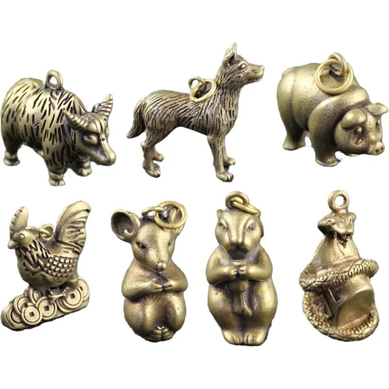 Медная Милая мультяшная змея кролик крыса свинья собака корова украшение для