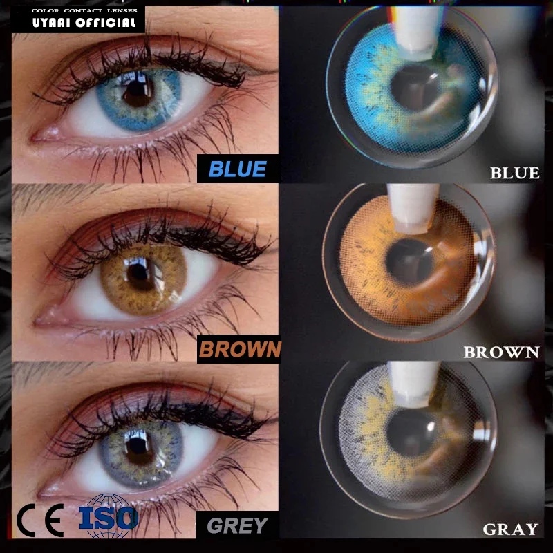 2pcs1pair gray myopia colored contact lenses for eyes aurora europe seriers lenses with diopters colored lenses yearly uyaai free global shipping