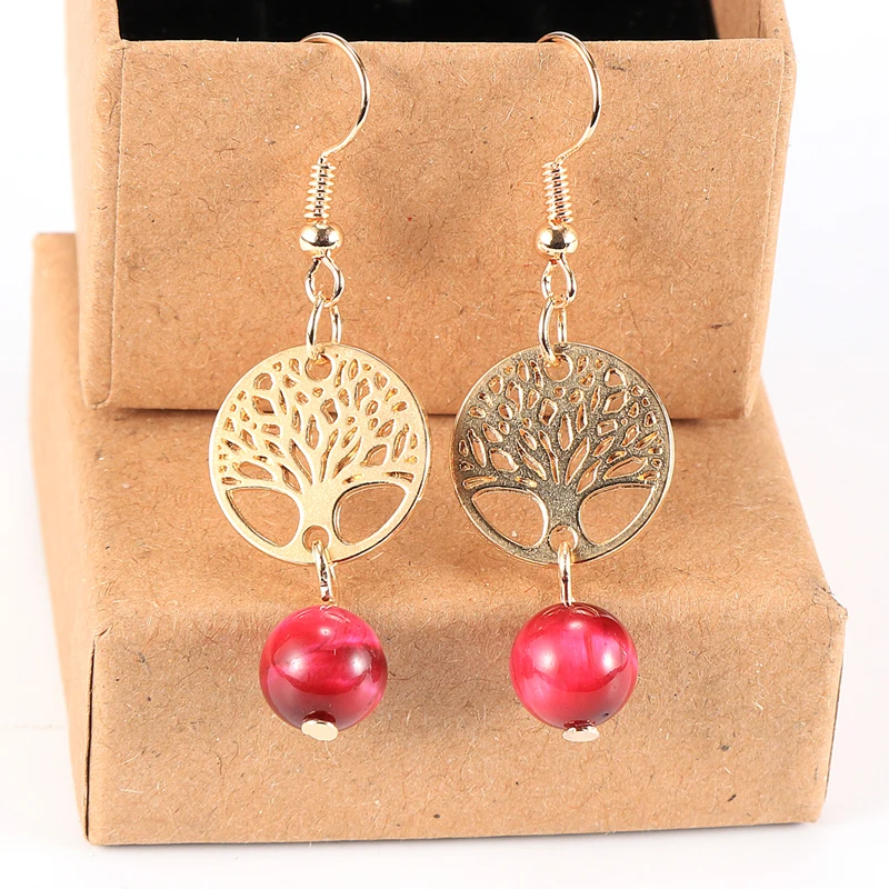 Женские серьги из натурального камня с кристаллами тигровый глаз индийский