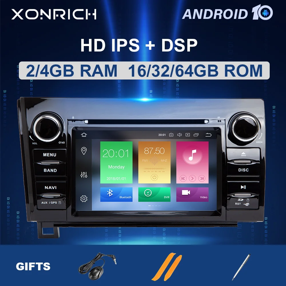 

64 Гб IPS DSP 2 Din Android 10 автомобильный DVD-плеер для Toyota Tundra Sequoia 2007 2008 2009 2010 20112012 2013 мультимедийное стерео радио