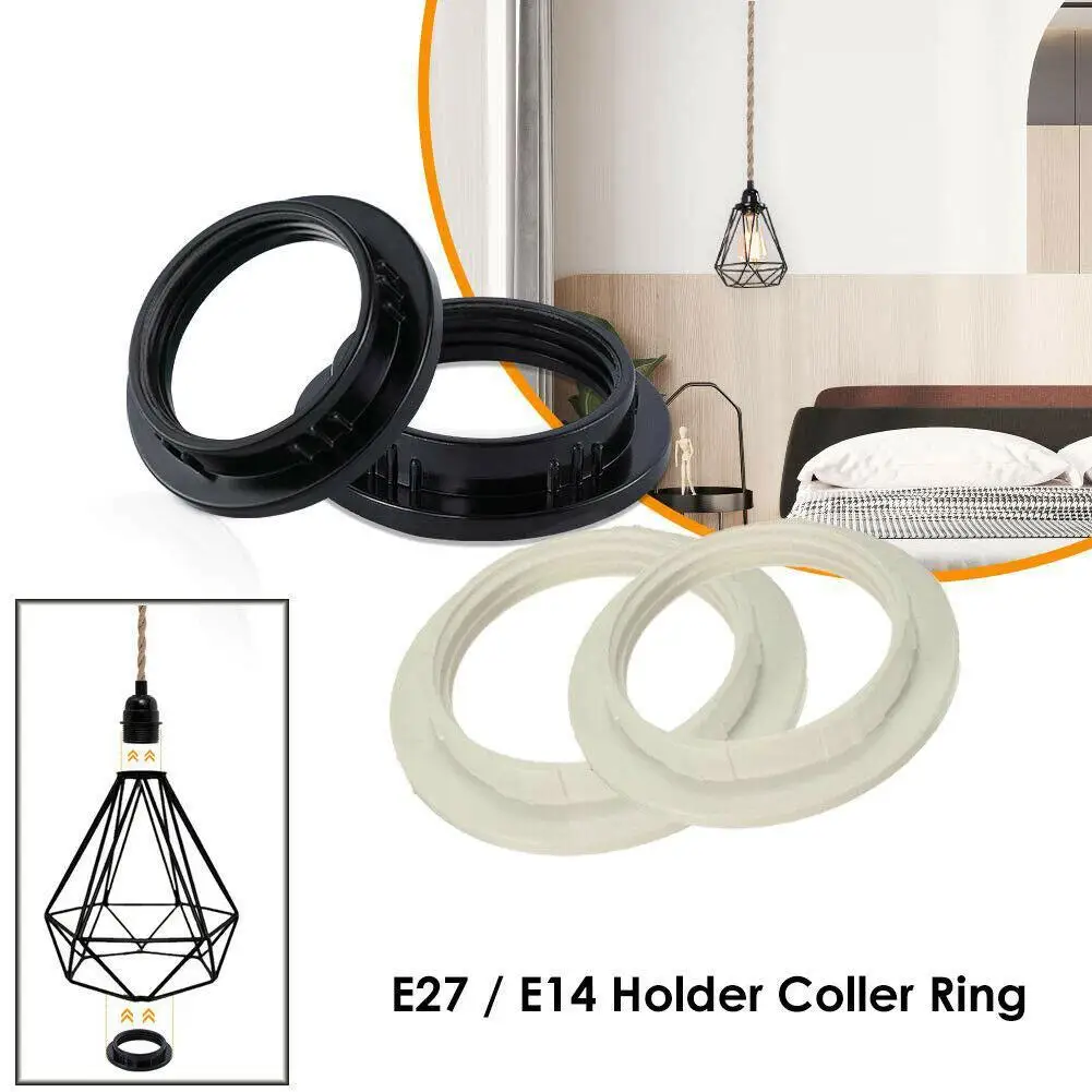 

2Pcs E27/E14 Lampshade Ring Adapter Black/White Light Shades Collar Ring Adaptor Bulb Holder Lamp Shade Accessories