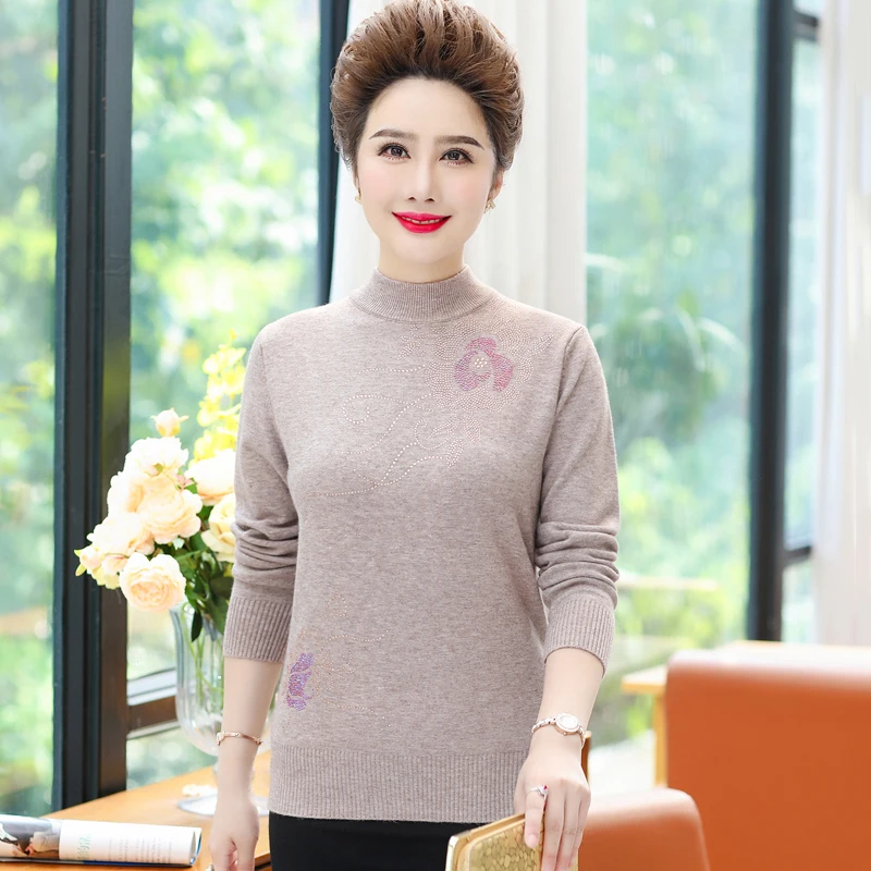 Новинка весна-осень 2020 Женский пуловер с высоким воротником свитер вязаные топы