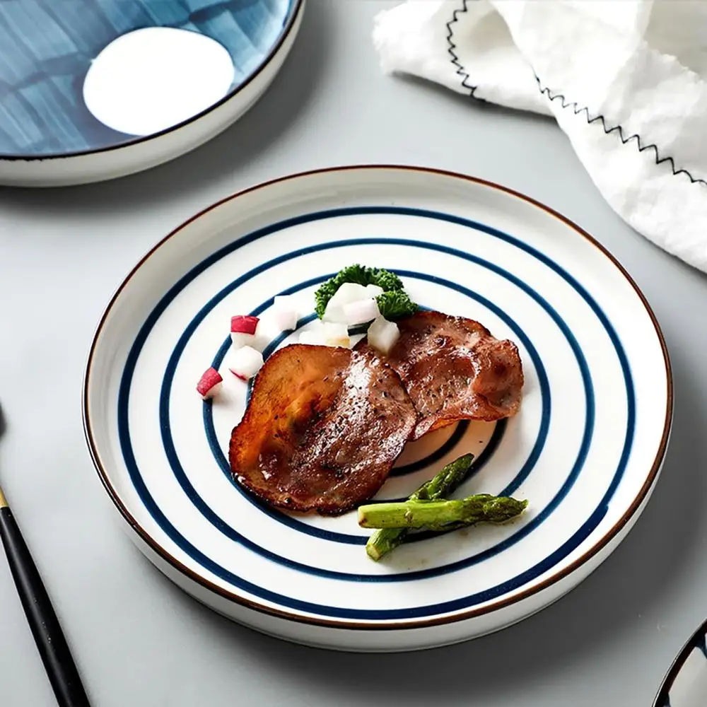 Тарелки керамические в западном стиле Ins круглые фарфоровые десертные тарелки с