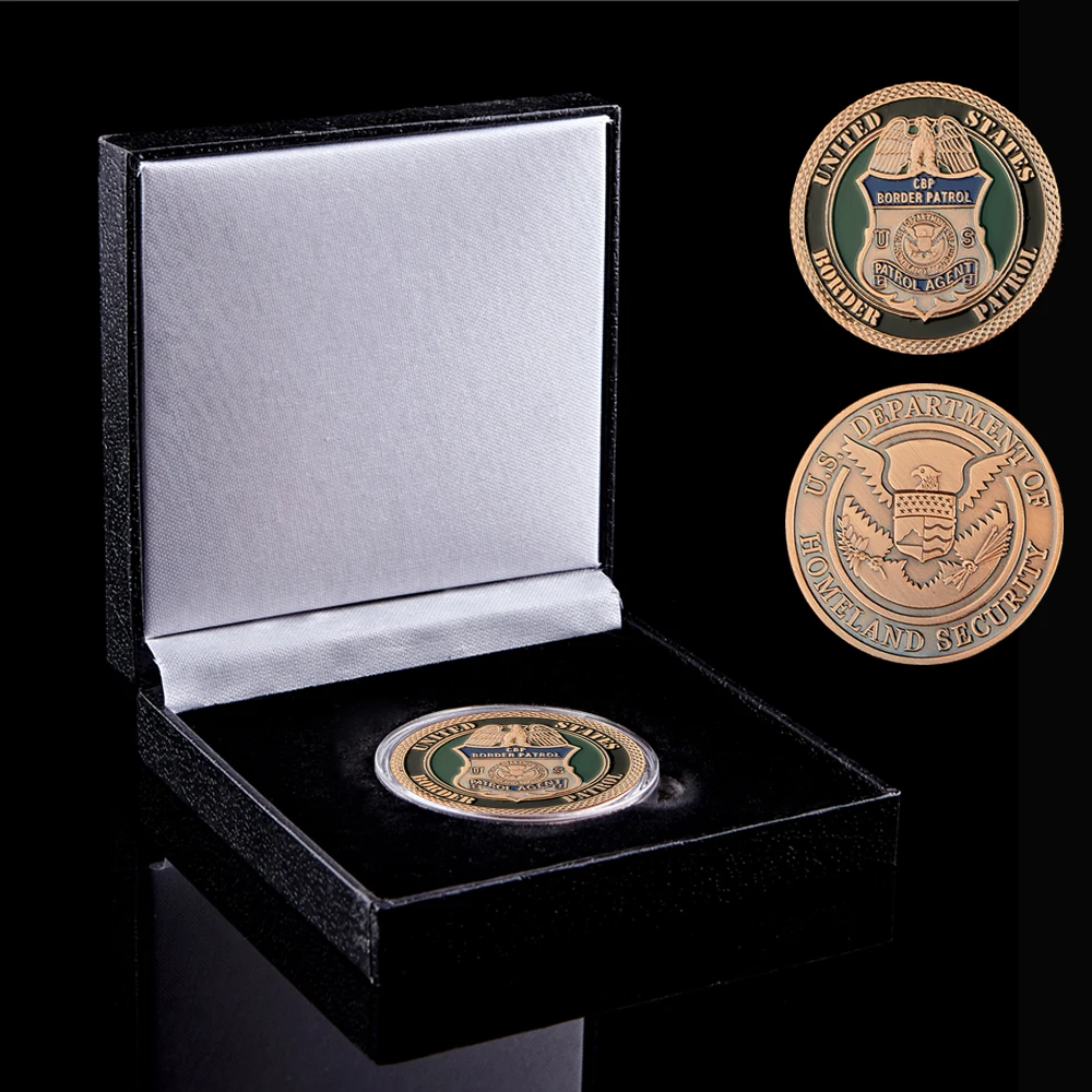 

US Department of Homeland Metal USA CBP Border Patrol Agent Security Commemorative Coin Gift W/ Luxury Box Display